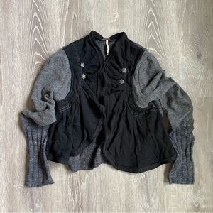 Free People Black and Gray Cardigan Sweater